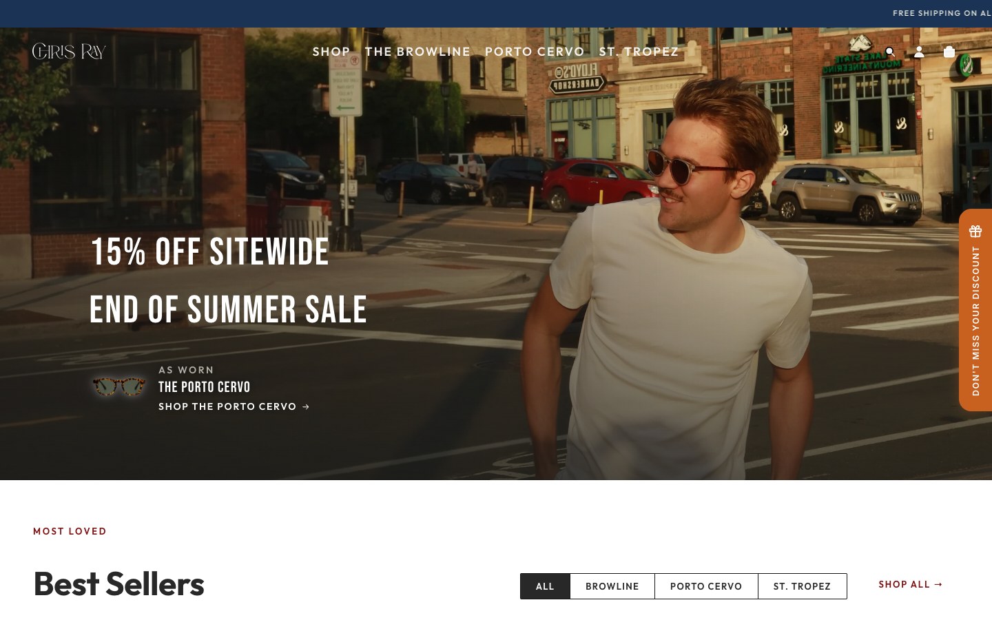 Chris Ray Eyewear online sunglasses store screenshot